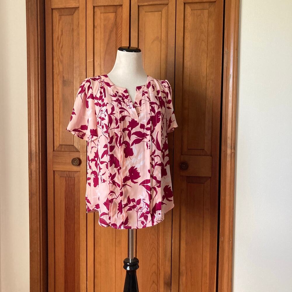 Liz Claiborne Floral Chiffon Pullover Blouse, Size XS